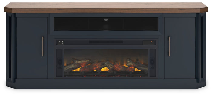 Landocken - 83" TV Stand With Electric Fireplace - Two-tone image 2