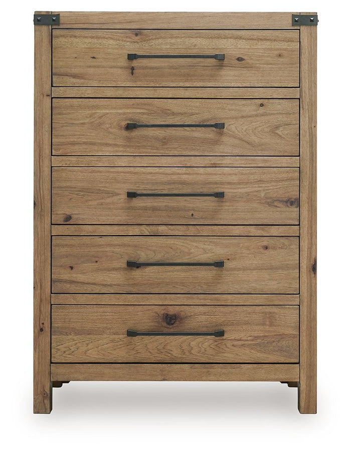 Ridgester - Five Drawer Chest - Light Brown image 2