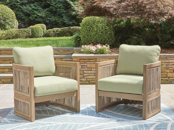Serena Shores - Lounge Chair With Cushion (Set of 2) - Beige / Green image 2