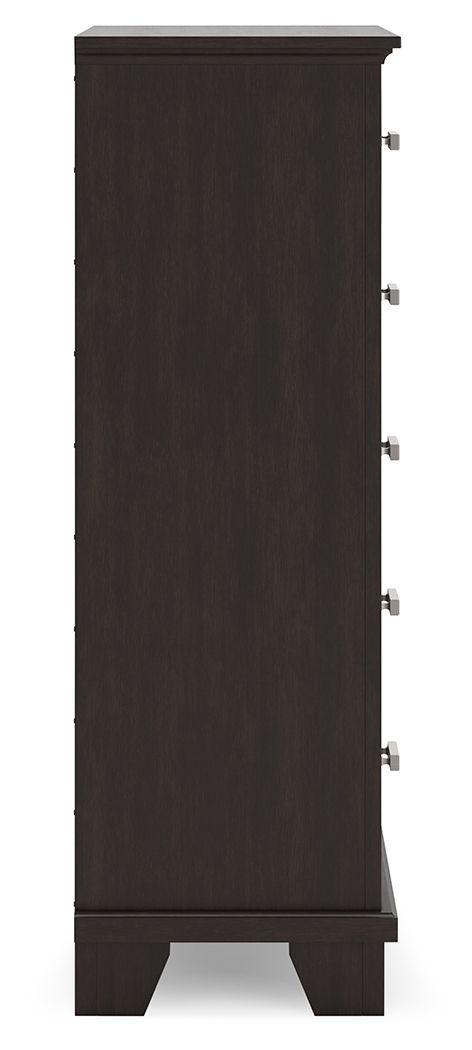 Covetown - Five Drawer Chest - Dark Brown image 2