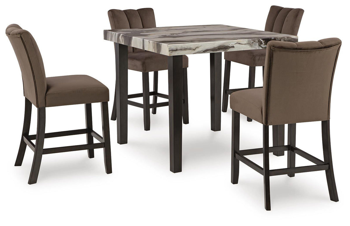 Dark Brown / 5 Pc. Table, 4 Stools