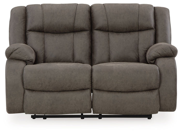 First Base - Reclining Loveseat - Faux Leather - Gunmetal image 1