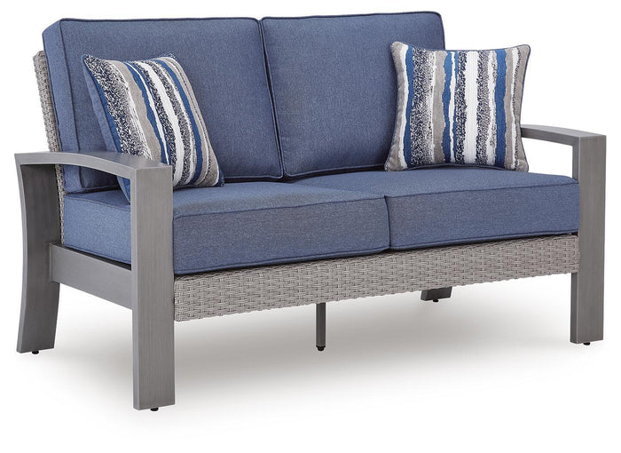 Half Moon Beach - Loveseat With Cushion - Blue / Gray image 1