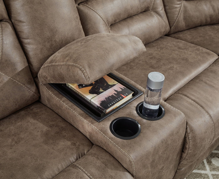 Ravenel - 3-Piece Power Reclining Sectional With Laf Power Reclining Loveseat With Console - Faux Leather - Fossil image 2