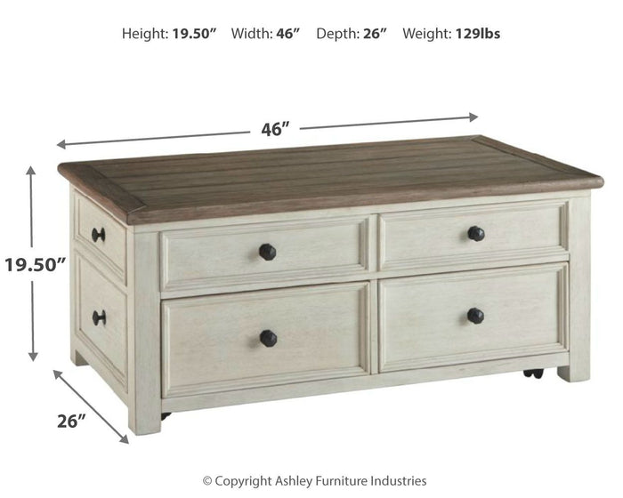 Bolanburg - Lift Top Cocktail Table - White / Brown / Beige image 2