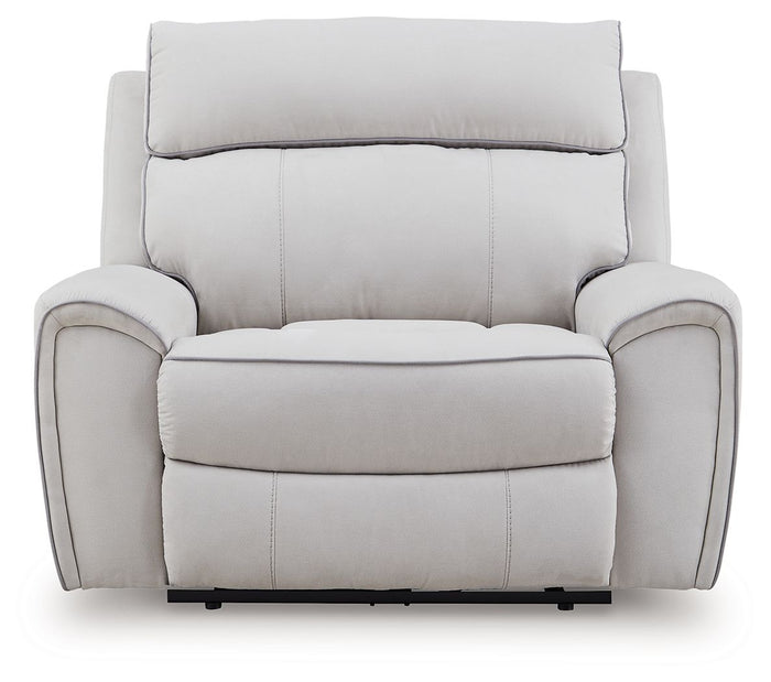 Social Pointe - Power Recliner / Adjustable Headrest - Pearl / Ash image 2