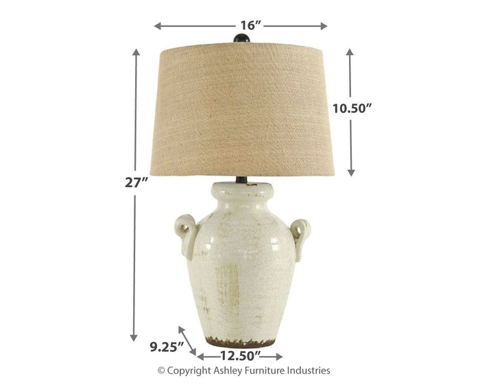 Emelda - Ceramic Table Lamp  - Cream image 3