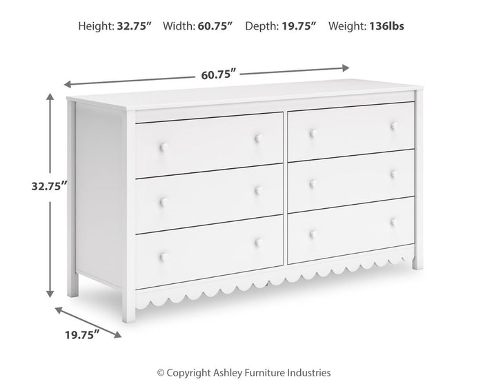 Hallityn - Six Drawer Dresser - White image 2