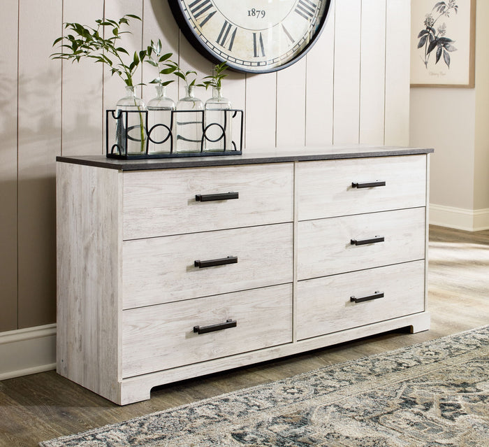 Shawburn - Six Drawer Dresser - Pewter-tone pulls - White / Black / Gray image 2