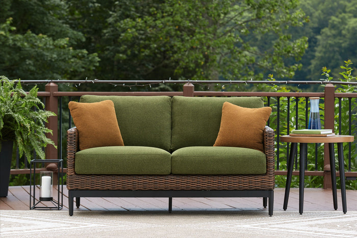 Horizon Hall - Loveseat With Cushion - Brown / Green image 2