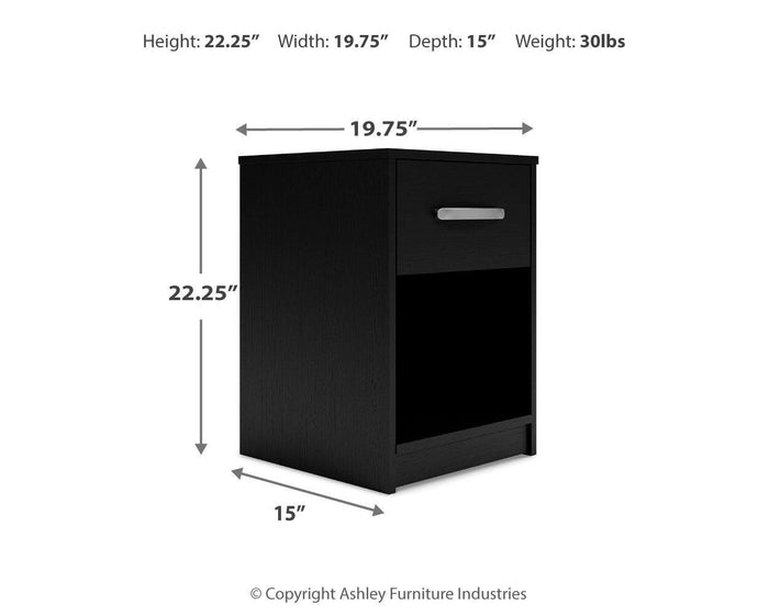 Finch - One Drawer Night Stand - 23" Height - Black image 2