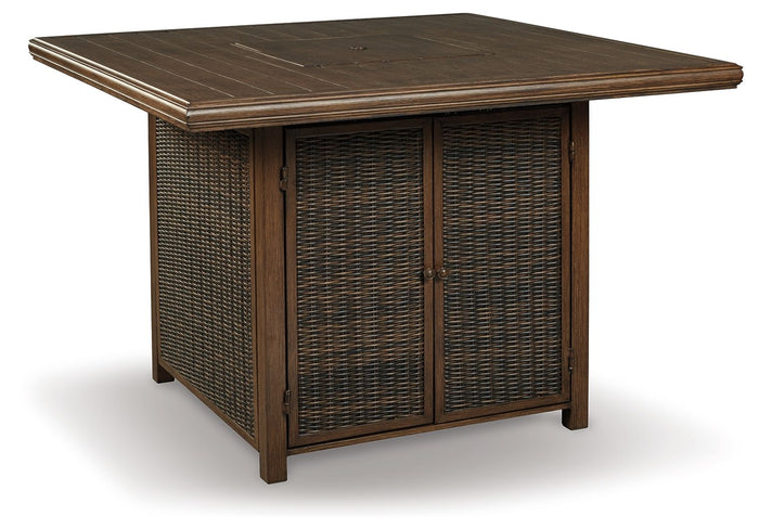 Paradise Trail - Square Bar Table w/Fire Pit - Medium Brown image 2