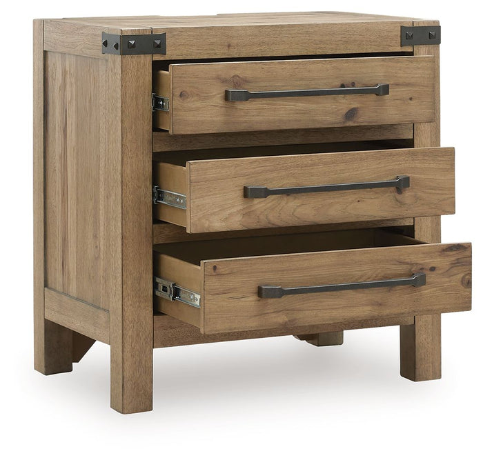 Ridgester - Three Drawer Night Stand - Light Brown image 2