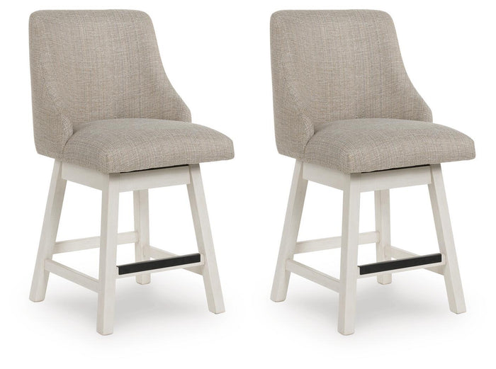 Robbinsdale - Upholstered Swivel Curved Back Barstool (Set of 2) - Antique White image 1
