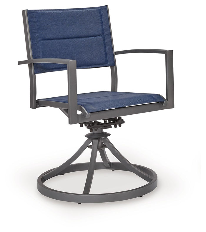 Rocky Creek - Sling Swivel Chair (Set of 2) - Blue / Gray image 2