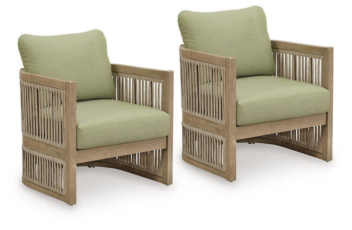 Serena Shores - Lounge Chair With Cushion (Set of 2) - Beige / Green image 1
