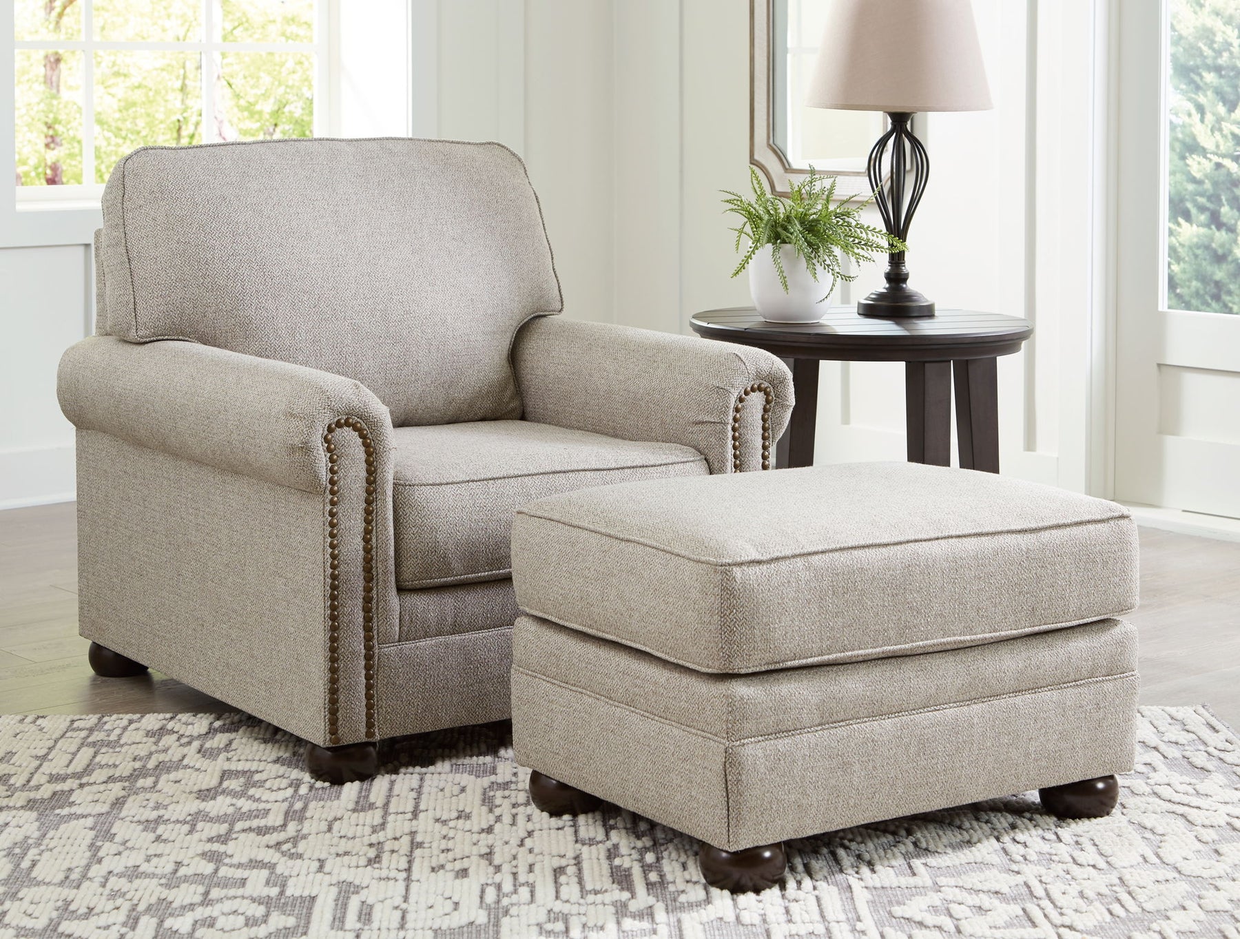 Light Brown / 2 Pc. Chair, Ottoman