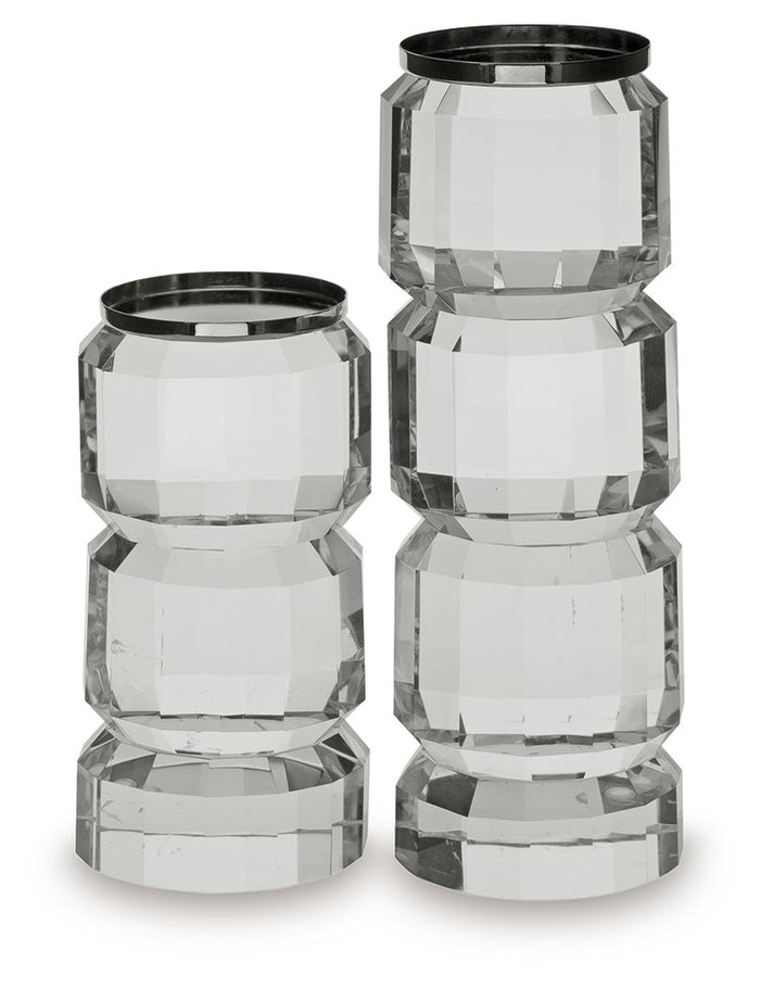 Brentley - Candle Holder Set (Set of 2) - Clear / Silver Finish image 1