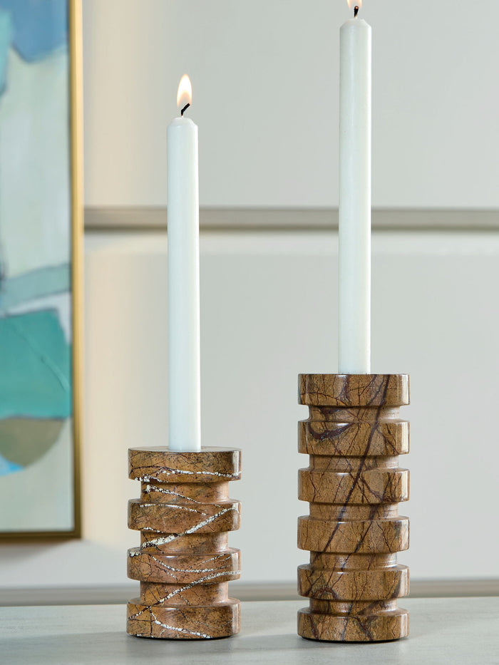 Emsleyfield - Candle Holder Set (Set of 2) - Tan image 3