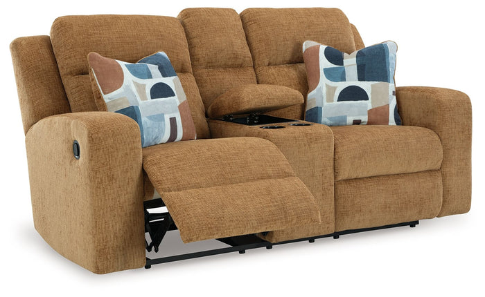 Kanlow - Dbl Reclining Loveseat With Console - Honey image 2