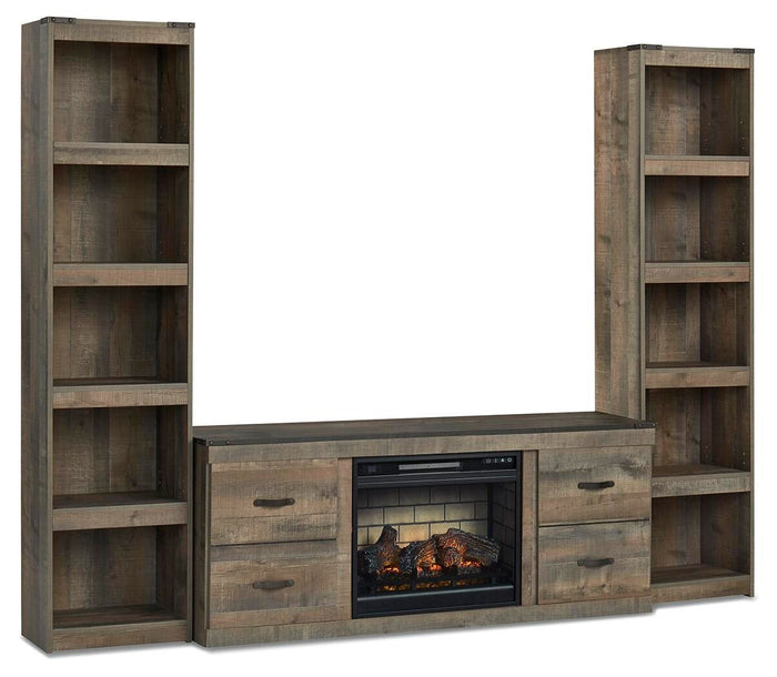 Trinell - 3-Piece Entertainment Center With Electric Fireplace - Brown image 1