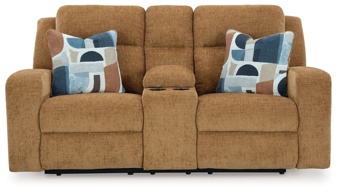 Kanlow - Dbl Reclining Loveseat With Console - Honey image 3