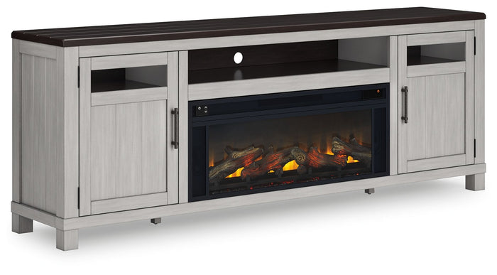 Darborn - 88" TV Stand With Electric Infrared Fireplace Insert - Gray / Brown image 1