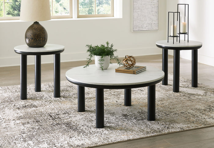 Xandrum - Occasional Table Set (Set of 3) - Black / White image 2