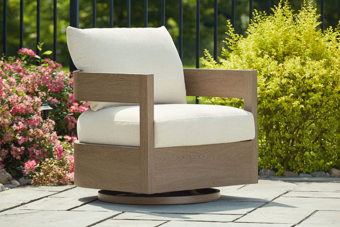 Serene Bay - Swivel Glider Chair With Cushion - Dark Brown / White image 2