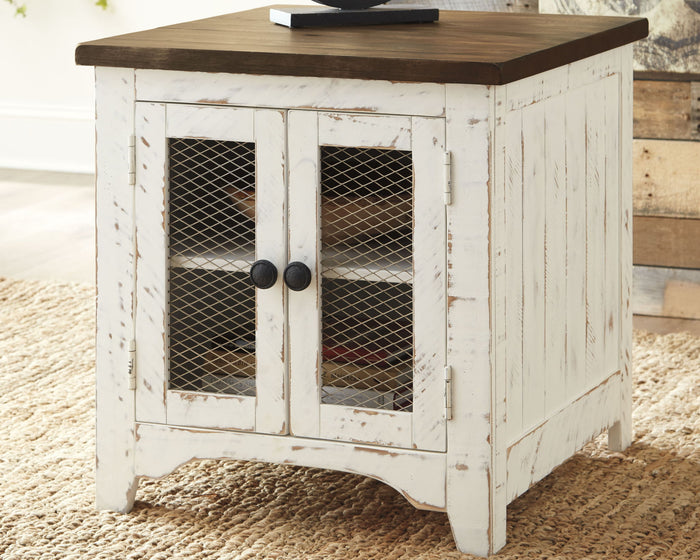 Wystfield - Rectangular End Table - 2 Doors - White / Brown image 3