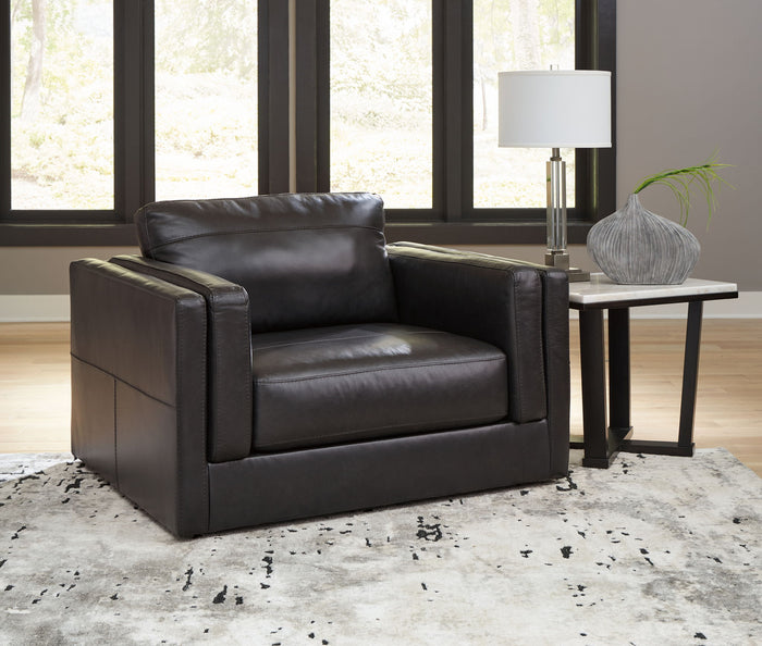 Amiata - Chair And A Half - Leather Match - Onyx image 2