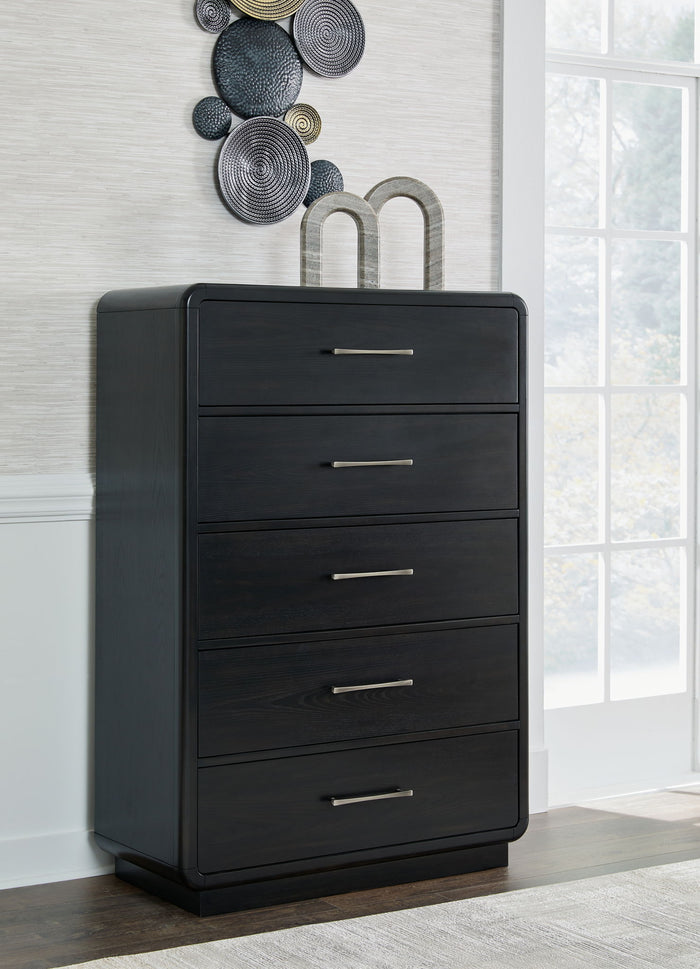 Rowanbeck - Five Drawer Chest - Black image 3