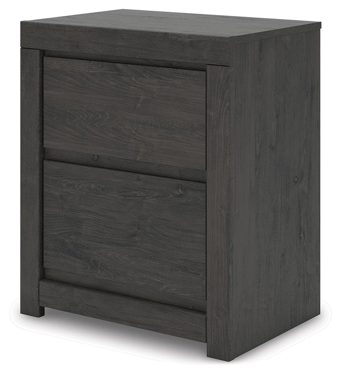 Fraluna - Two Drawer Night Stand - Charcoal image 2