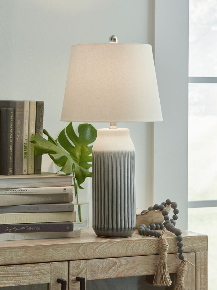 Afener - Ceramic Table Lamp (Set of 2) - Blue / Beige image 2