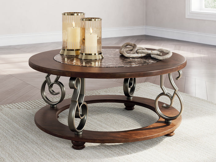 Frallyn - Round Cocktail Table - Dark Brown image 2