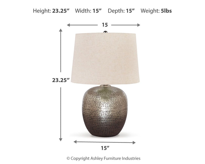 Magalie - Metal Table Lamp  - Antique Silver Finish image 3