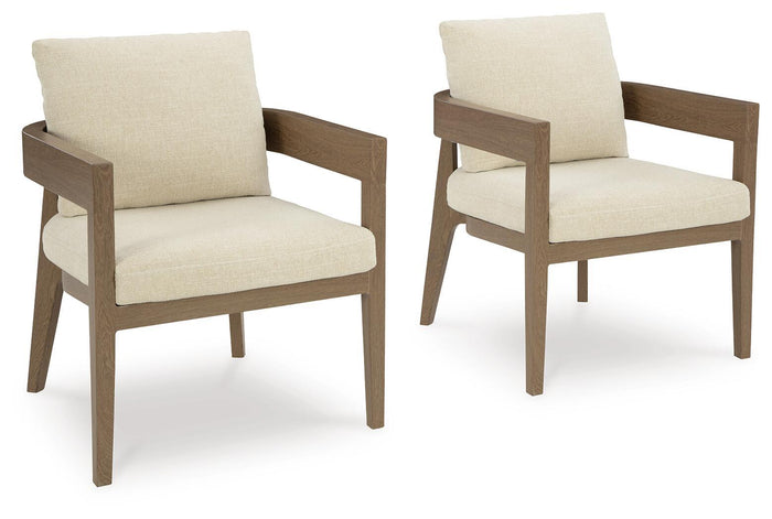 Serene Bay - Arm Chair With Cushion (Set of 2) - Dark Brown / White image 1
