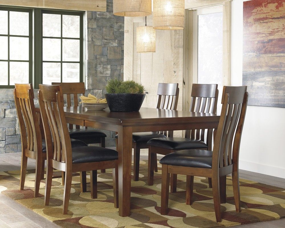 Light Brown / 7 Pc. Table, 6 Chairs