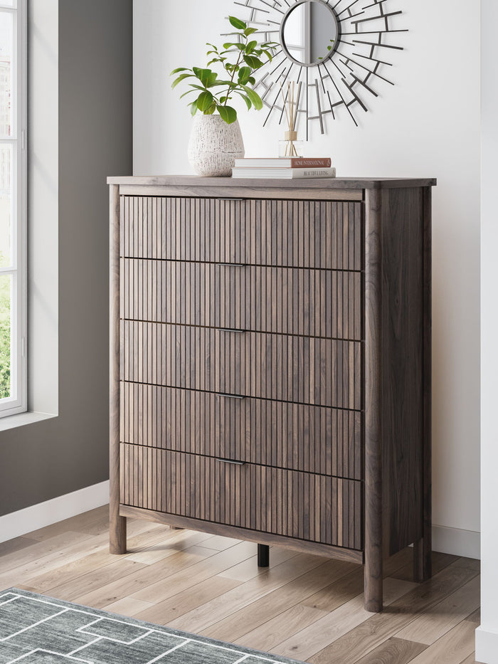 Pamytta - Five Drawer Wide Chest - Brown image 2