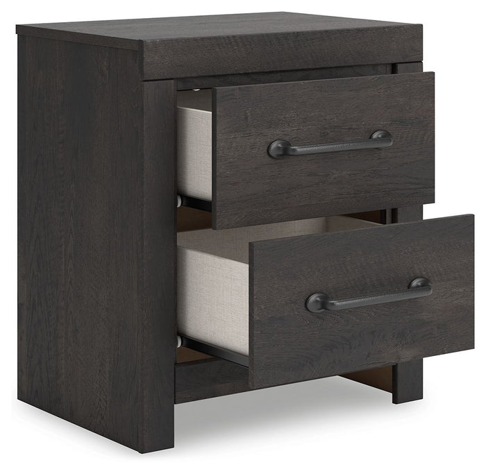 Hollivern - Two Drawer Night Stand - Dark Gray image 4