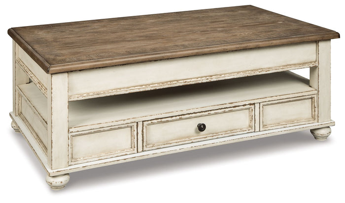 Realyn - Lift Top Cocktail Table - White / Brown image 1