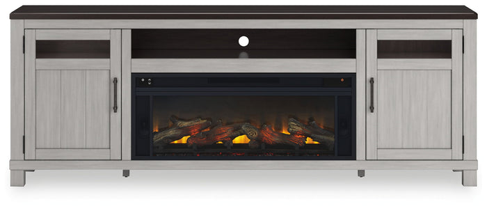 Darborn - 88" TV Stand With Electric Infrared Fireplace Insert - Gray / Brown image 2