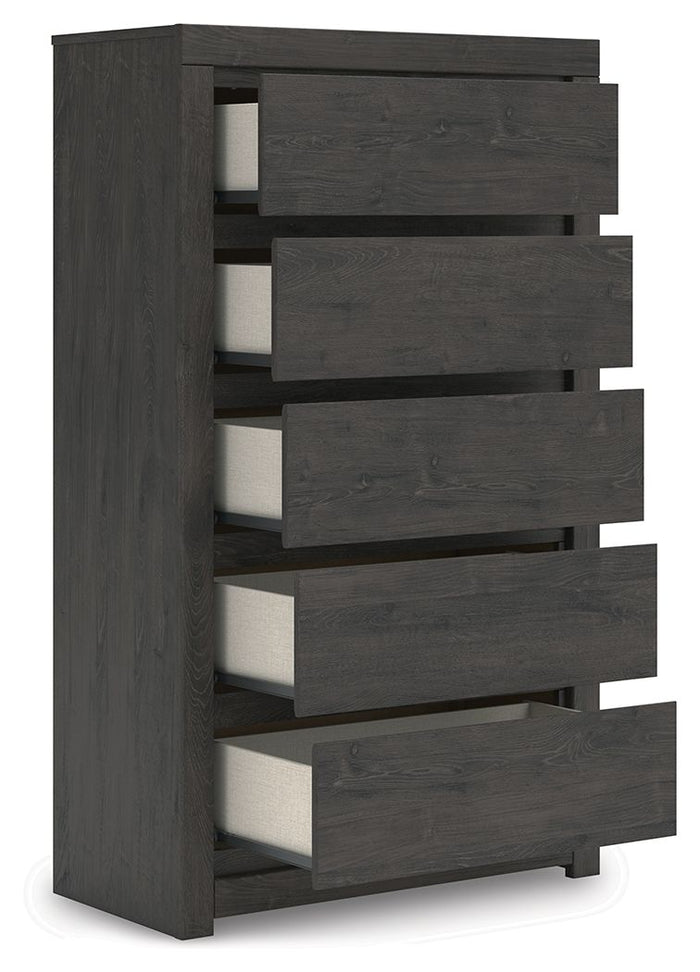 Fraluna - Five Drawer Chest - Charcoal image 2