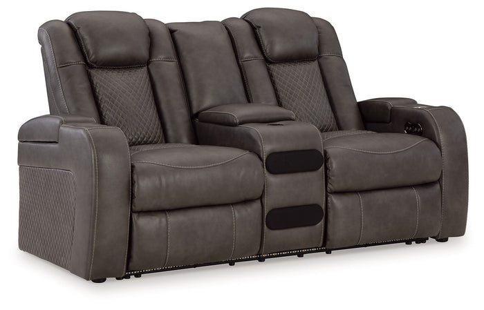 Fyne-dyme - Power Reclining Loveseat With Console/Adj Hdrst image 1