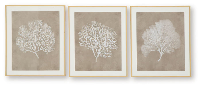 Hendridge - Wall Art Set (Set of 3) - Taupe / White image 1