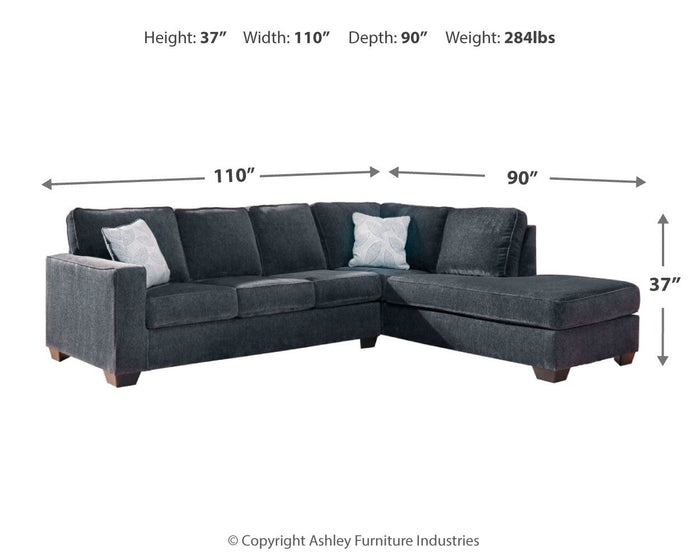 Altari - Right Arm Facing Corner Chaise With Sleeper 2 Pc Sectional - Slate image 2