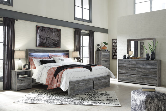 Baystorm - 5 Pc. - Chest, King Panel Bed with 2 Storage Drawers - Gray image 1