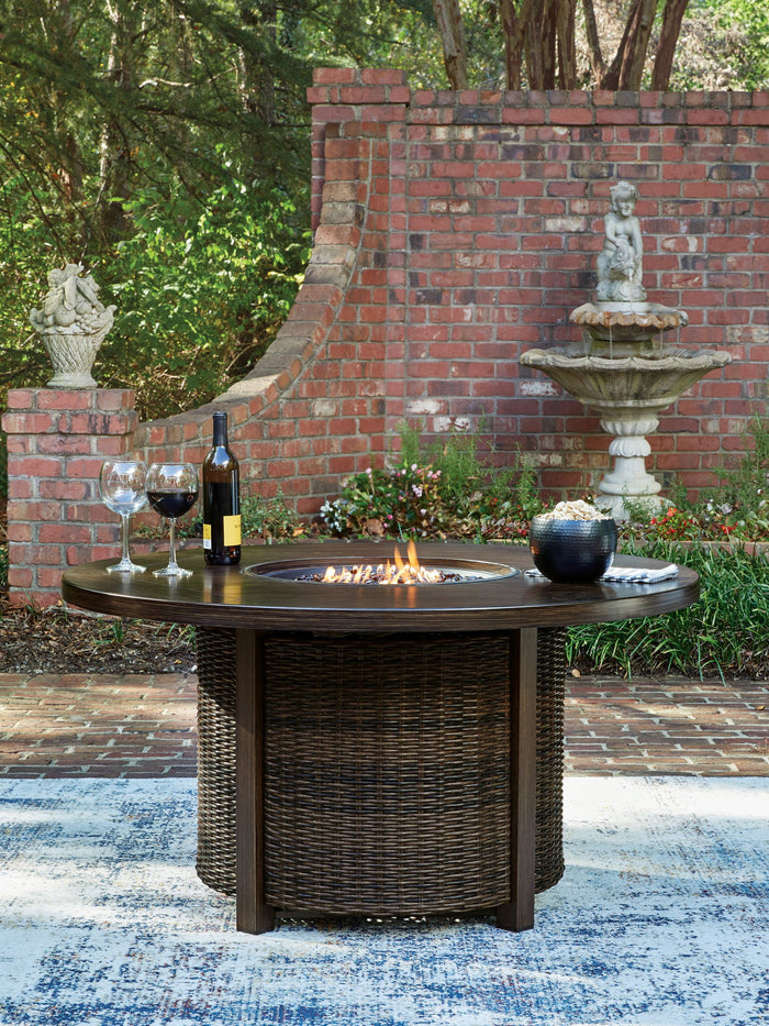 Monterey Point - Round Fire Pit Table - Dark Brown image 2