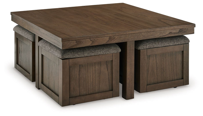 Boardernest - Cocktail Table With 4 Stools (Set of 5) - Brown image 1