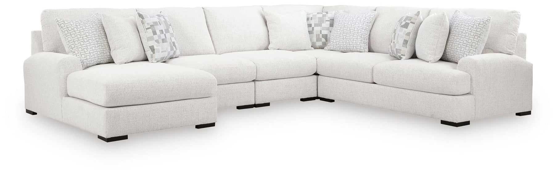 White / 5 Pc. Left Arm Facing Corner Chaise Sectional